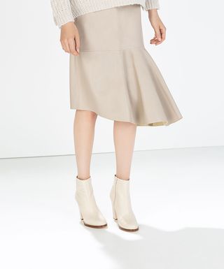 Zara + Faux Leather Midi Skirt