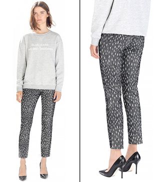 Zara + High Waisted Jacquard Patterned Trousers