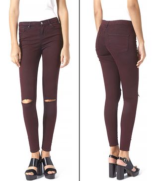 Topshop + Moto Ripped Aubergine Leigh Jeans