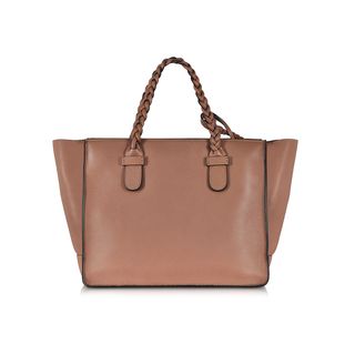 Valentino + Brownish Orange Tote with Braided Handle