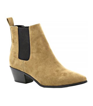 River Island + Light Brown Suede Pointed Toe Chelsea Boots