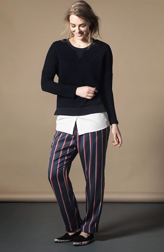 Violeta by Mango + Satin Striped Trousers