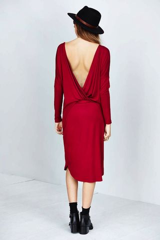 Silence + Noise + Low-Cut Draped Back Midi Dress