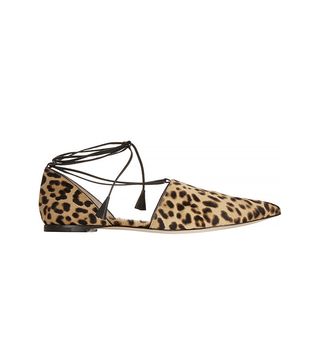 Gianvito Rossi + Leopard-Calf Hair Point-Toe Flats