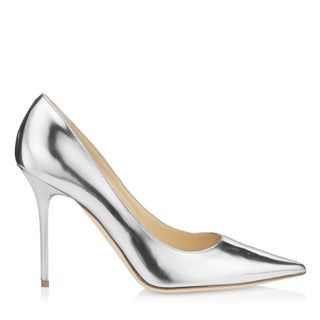 Jimmy Choo + Abel Silver Mirror Leather Pointy Toe Pumps
