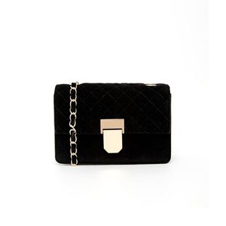 ASOS + Velvet Quilted Cross Body Bag with Snake Chain and Lock