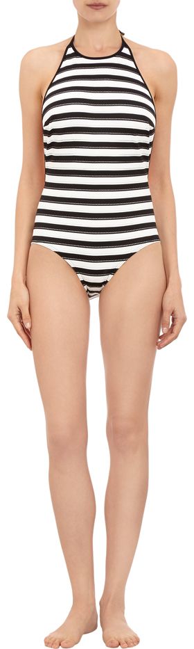 Chloe + Stripe Halter One-Piece