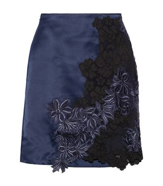 3.1 Phillip Lim + Silk-Satin and Guipure Lace Mini Skirt