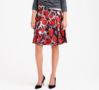 J.Crew + Collection Metallic Floral Jacquard Skirt