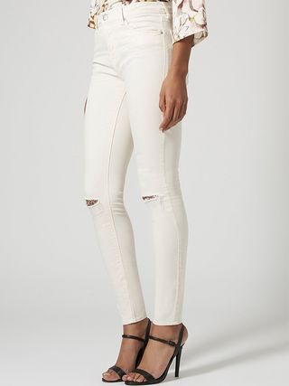 Topshop + Moto Winter White Ripped Leigh Jeans