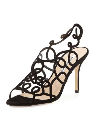 Manolo Blahnik + Gori Suede Squiggly Sandals