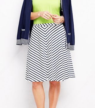 Land's End + Knit A-Line Skirt Chevron Stripe