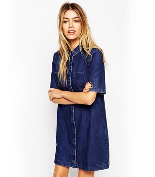 ASOS + Denim Shirt Dress with Patch Pocket