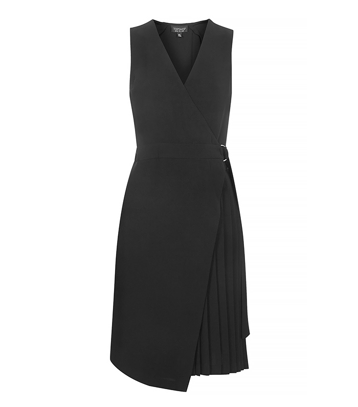 Topshop + Pleated Wrap Midi Dress
