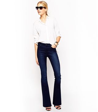 ASOS + Bell Flare Jeans in Deep Blue