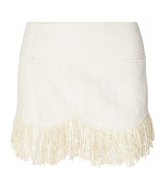 Isabel Marant + Natacha Fringed Woven Silk Wrap Mini Skirt