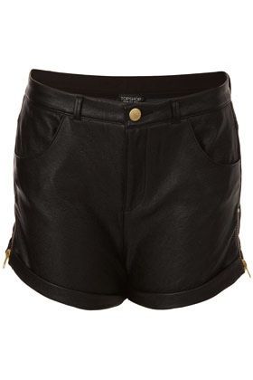 Topshop + Topshop Zip Side Leather Look Shorts