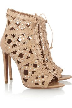 Alaia + Studded Cutout Leather Sandals