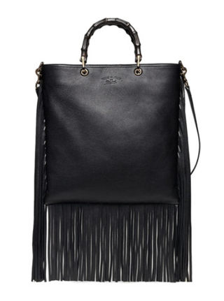 Gucci + Nouveau Bamboo Leather Fringe Tote Bag