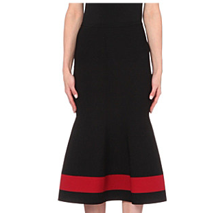 Victoria Beckham + Striped Peplum Stretch-Knit Skirt