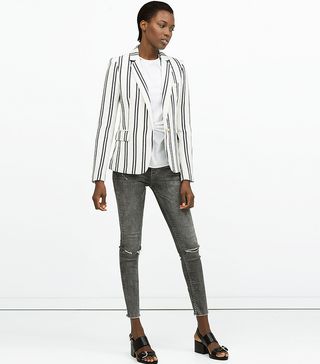 Zara + Stripe Textured Blazer