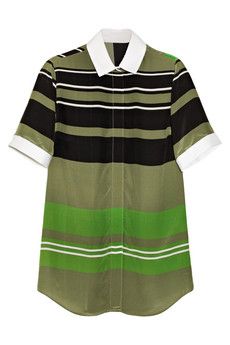 Preen by Thornton Bregazzi + Moe Striped Silk Crepe de Chine Blouse