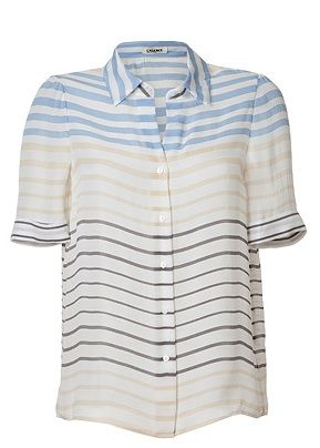 L’Agence + Cream-Multi Striped Silk Shirt