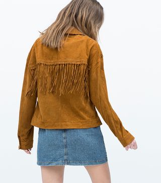 Zara + Fringed Suede Jacket