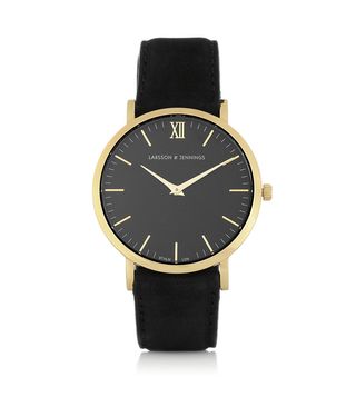 Larsson & Jennings + Lader Suede and Gold-Plated Watch