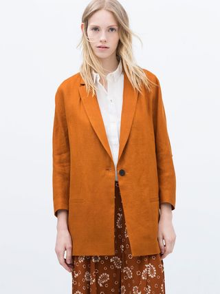 Zara + Loose Blazer With Piped Pocket