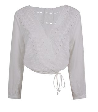 Kendall + Kylie at Topshop + Embroidered Wrap Front Top