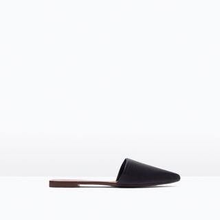 Zara + Flat Leather Slippers