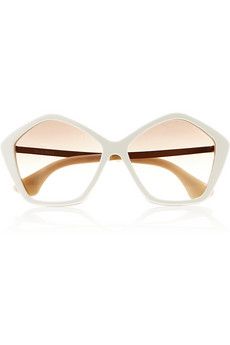 Miu Miu + Hexagonal-Frame Acetate and Metal Sunglasses