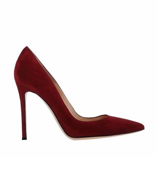 Gianvito Rossi + Burgundy Suede Pointed-Toe Pump