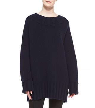 The Row + Ribbed-Detail Oversized Merino/Cashmere Sweater, Blue