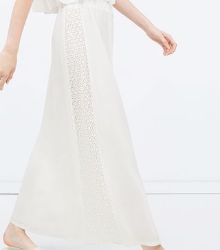 Zara + Long Combined Guipure Lace Skirt