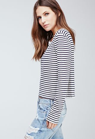 Forever 21 + Boxy Texture-Striped Tee