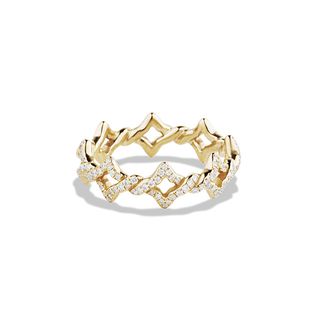 David Yurman + Venetian Quatrefoil Stacking Ring with Diamonds in Gold
