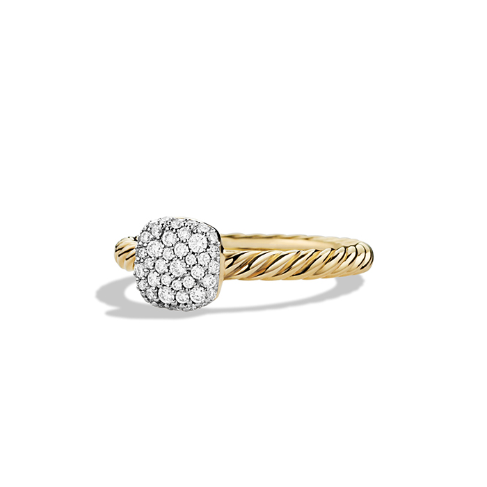 David Yurman + Diminutive Pavé Ring with Diamonds in Gold
