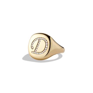 David Yurman + DY Initial Pinky Ring with Diamonds in Gold