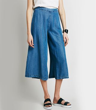 Free People + high Rise Chambray Gaucho Pant