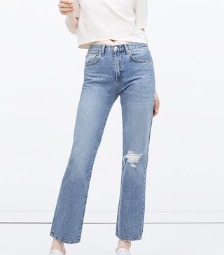 Zara + Straight Cut High Waist Jeans