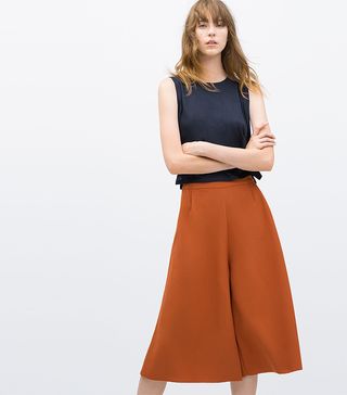 Zara + Cropped Jacquard Trousers
