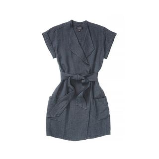 AYR + The Linen Roll Sleeve Dress in Grey Mineral