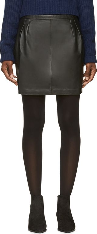 BLK DNM + Black Leather Mini Pencil Skirt