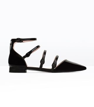 Zara + Flat Court Shoe with Ankle Strap