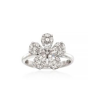 Ross-Simons + Diamond Floral Ring, White Gold