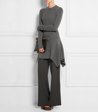 Stella McCartney + Asymmetric Ribbed Wool Dress