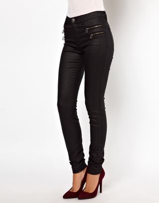 Only + Coated Skinny Jeans With Zip