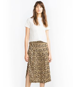 Zara + Snake Print Midi Skirt